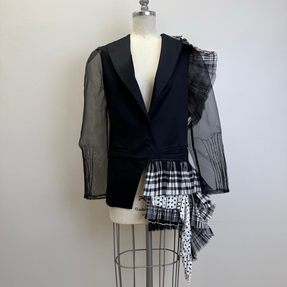 Georgian Designer Handmade Cotton & Organza Asymmetrical Blazer Jacket